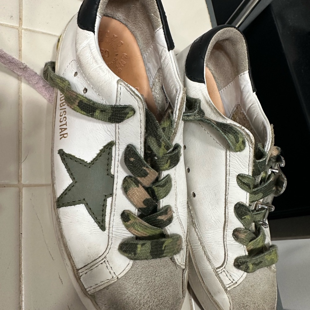 Golden Goose White Sneakers with Camouflage Accents